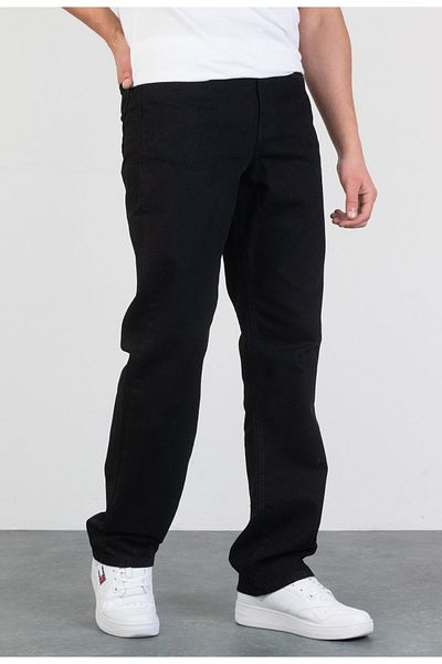 HLT JEANS Μαύρο Straight Baggy Fit Ανδρικό τζιν παντελόνι - Χωρίς Lycra, 100% βαμβάκι, Άνετη εφαρμογή MAN