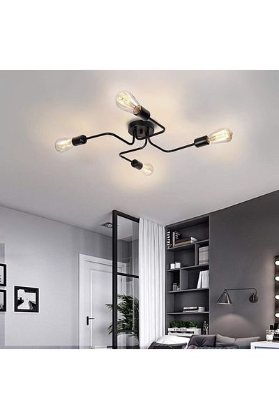Fer Avize Scorpion Octopus Arm Black Color Living Room - Kitchen - Bedroom 4-Piece Chandelier