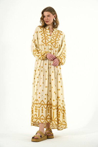 ABBRA Women's Katleya Model 100% Viscose 100% Viscose Summer Dress