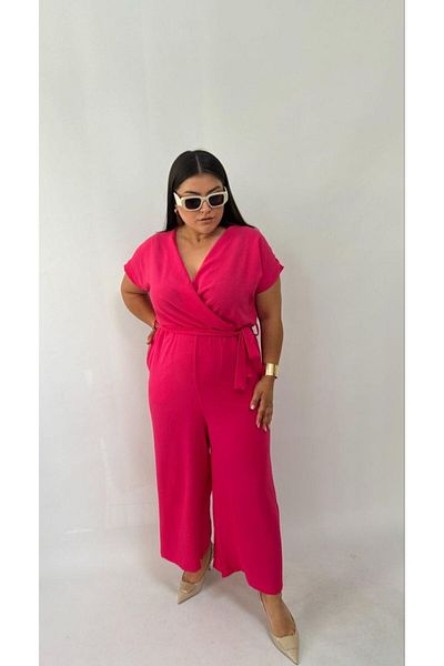 Plus size fuchsia jumpsuit discount