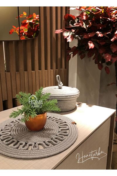 HomeTurko 1 Piece Plate, 1 Piece Bread Basket Set, Jute Plate, Placemat, Plate Coaster, Bread Basket