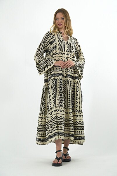 ABBRA Γυναικείο Καλοκαιρινό φόρεμα με μακαρονάδα με επικρατέστερο γιακά