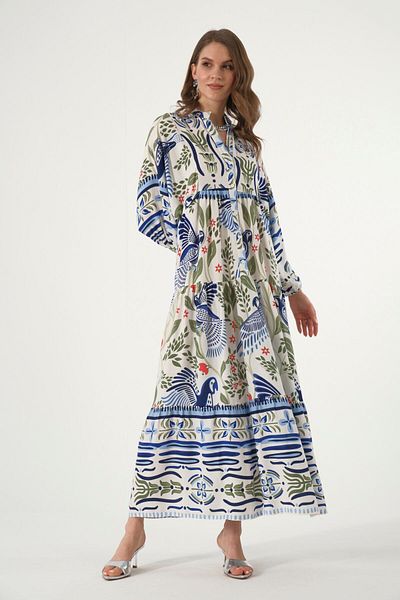ABBRA Women's Katleya Model 100% Cotton Summer Dress