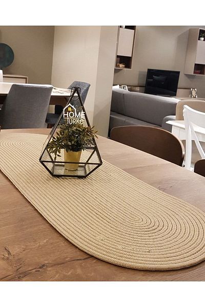 HomeTurko Μοντέρνα Φυσική Γιούτα, Μοτίβο, Ψάθινο, Αμερικάνικο Σερβίρισμα, Τραπέζι, Τραπεζάκι σαλονιού Runner. 35x100