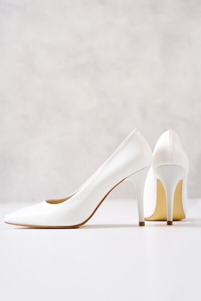 MASSOLE Stiletto White Leather Wedding Dress New Season Daily Stylish Handmade Domestic Production