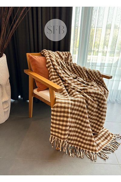 HomeTurko Bohemian Style Blanket 150x210cm, Large size blanket, Modern Blanket, Vintage Blanket, Fringed