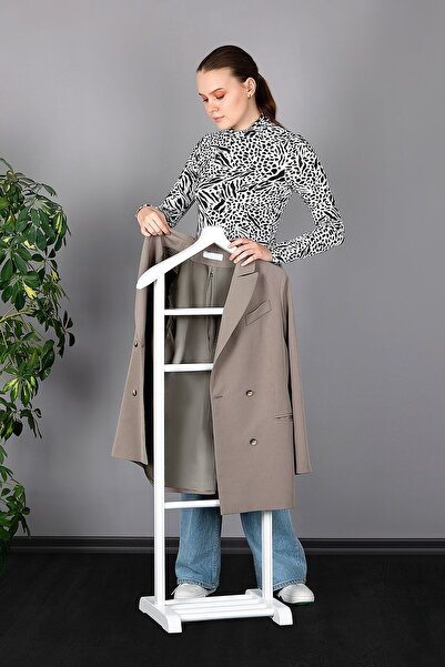 Refilya Tek Tepeli Dilsiz Uşak Beyaz Masif Ahşap Palto Ceket Cüppe Ofis Yatak...