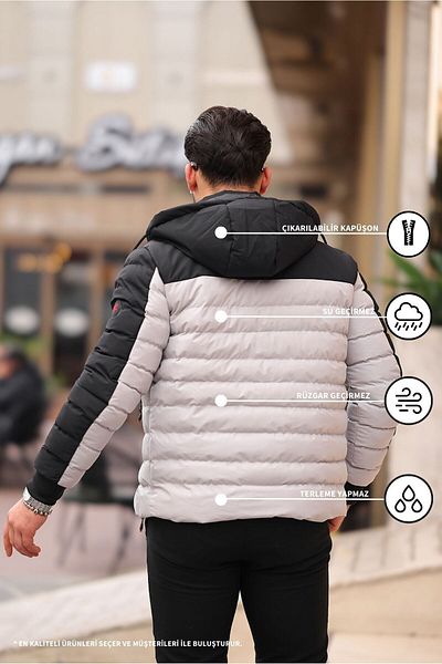 KOCCI New Season Water and Wind Proof Detachable Hooded Winter Puffer Jacket