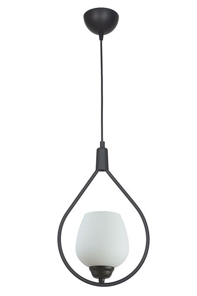 Fer Avize Deco 110 Black and White Glass Single Chandelier - Modern Design Living Room Mufak Bedroom