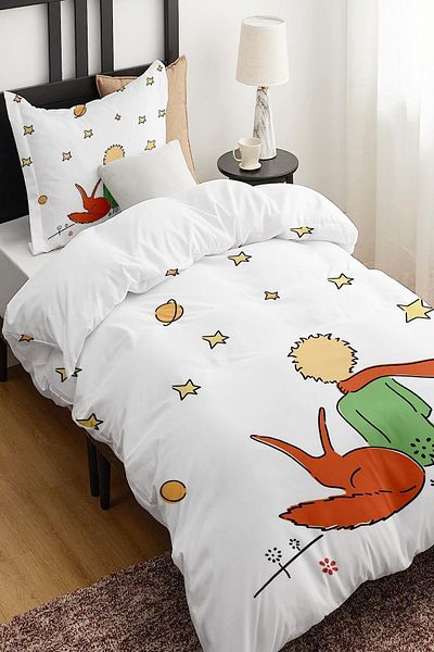 Else Dekor طقم غطاء لحاف فردي للأطفال بدون ملاءات منقوشة من Star Little Prince