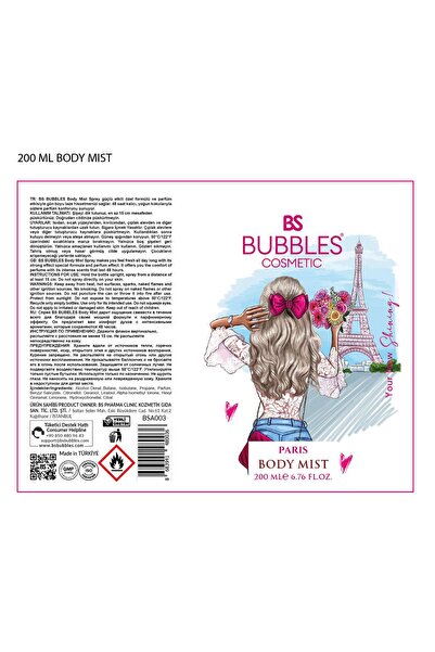 bs bubbles cosmetic Paris Bosy Mist Vücut Spreyi