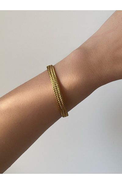 Owentis Javier Handcuffs - Steel Gold Color, Straw Knitted Look, No Darkening