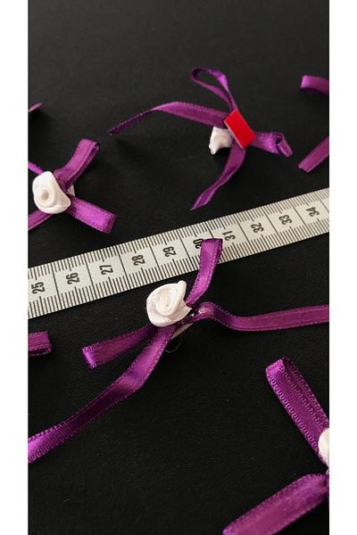Ozpas Purple Rose Bow Satin - Set of 20 Glued