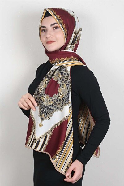 Cardion Medine Desenli Şal 1896-7 Bordo-sarı