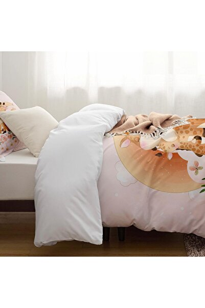Else Dekor Giraffe Sitting on the Moon Patterned Single Children's Duvet Cover Set Without Sheets