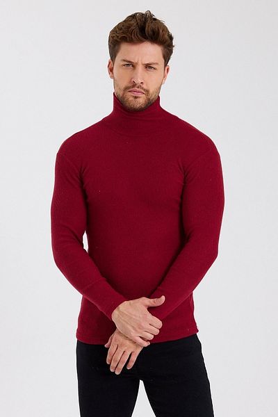 Bentillo Men's Burgundy Turtleneck Camisole Sweater