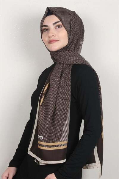 Cardion Medine Desenli Şal 1898-3 Kahverengi