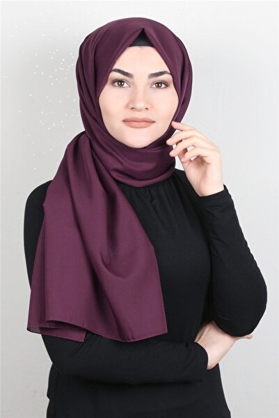 PİRAMİT Şifon Şal Düz Renk 1293-83 Mürdüm