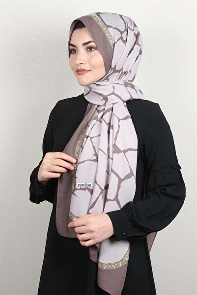 Cardion Medine Desenli Şal 1826-3 Koyu Taş