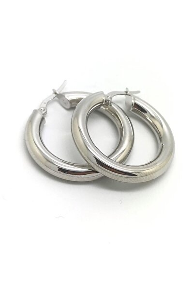 Erer Gümüş Gümüş 2,2 Cm Kalın Bombeli Halka Küpe Dy18r64