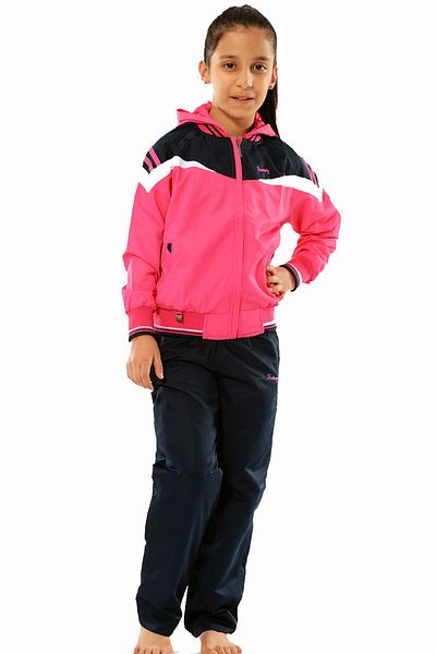 Fantasy Pink-dark blue Girl's O-Neck Hooded Micropoly Tracksuit Set 2131
