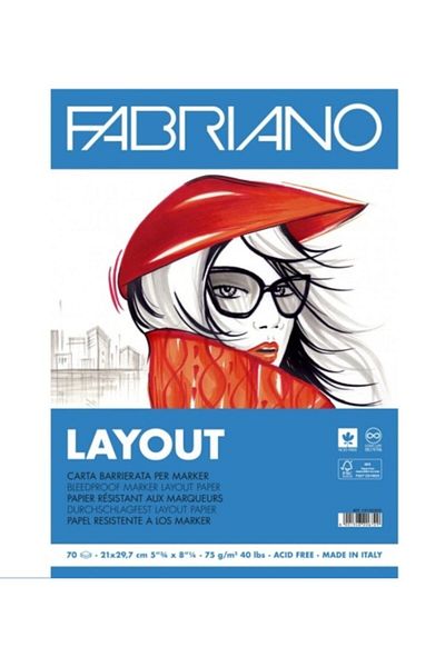 Fabriano Blocco Layout Marker Notebook Pad Block 75 GrA4 70 Sheets