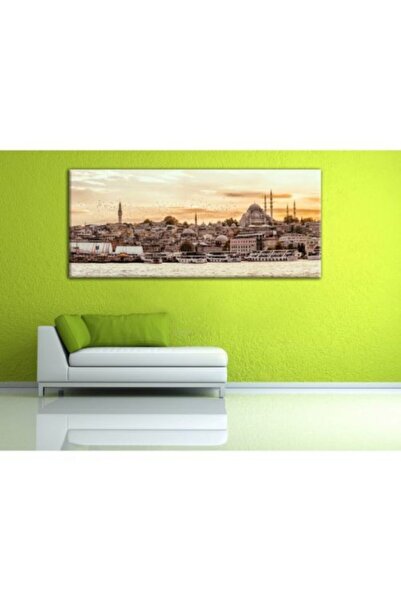 Ezeltuval Panoramik Istanbul Kanvas Tablo 50x150 Cm