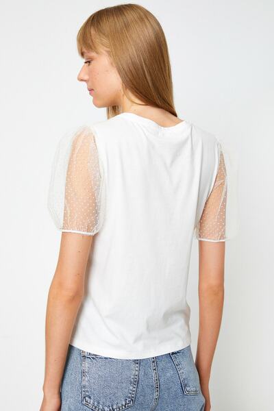 Koton Dámské tričko Ecru 0YAK13647EK