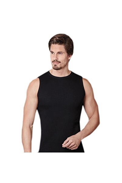 Berrak قميص داخلي رجالي أسود مكون من 6 قطع مضلع بدون أكمام 1013