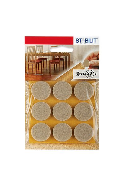 Stabilit Self-Adhesive Chair Table Under-Seat Hardwood Protection Felt Diameter 28mm 2 Pack