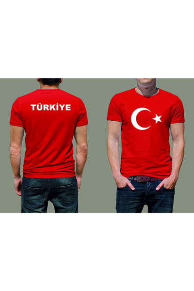 Unisex Kırmızı Bayraklı T-shirt