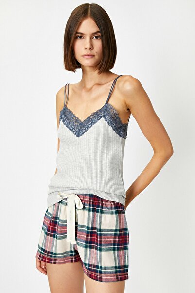 Koton Women's Gray Melange Pajama Top 0YLK22197MK