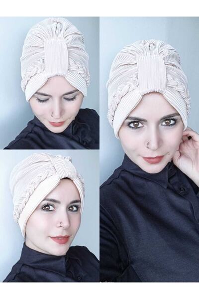 BAV Butik Ayvitrin غطاء رأس ملتوي مطوي من فرو المنك الخفيف للسيدات