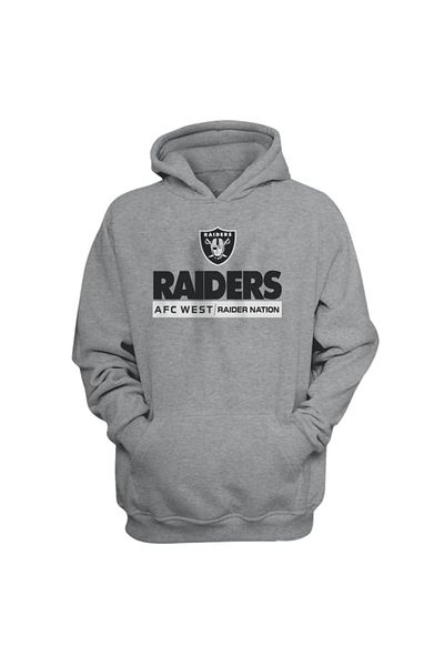 usateamfans سويت شيرت رجالي بغطاء للرأس باللون الرمادي من Oakland Raiders