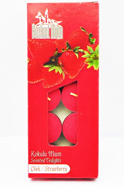 Anadolu Saray Çarşısı Kırmızı 10 Adet Tealight Çilek Kokulu Mum
