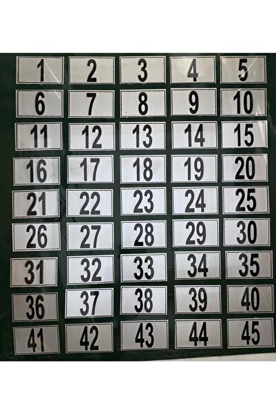 Hırdavat Kapı Numarası Dolap,raf,posta Kutusu Numarası 4x6 Cm 1 Den 18 E