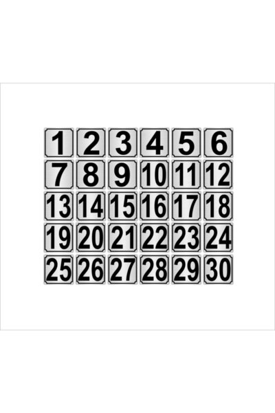 Özarslan Dizayn Silver Color Metal Door Table Number 4cmx4cm 30 Pieces