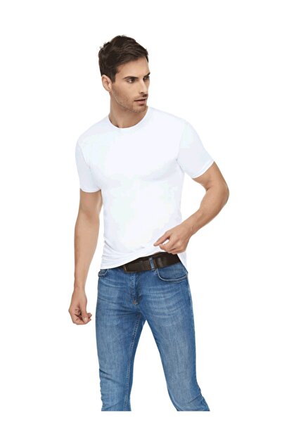 Tutku Ανδρικό εσώρουχο με λαιμόκοψη από λευκό ελαστάν 1301