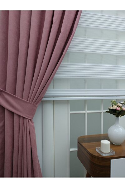 Esse Home Dried Rose Flat Background Curtain, 70x260, 1/3 Close Pleat, Pleate...