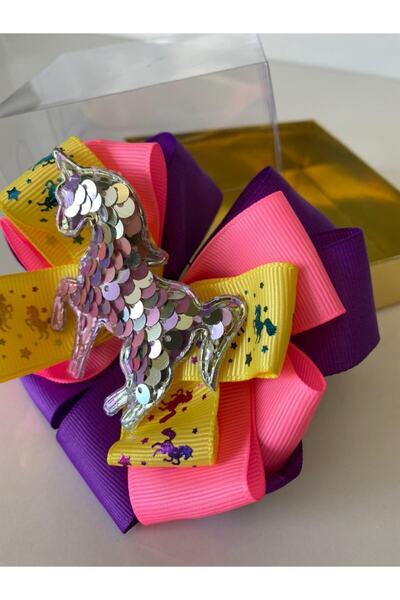 QUEEN AKSESUAR Sjajni jednorog sa šljokicama, roze, ljubičasta, žuta, mašna, ...