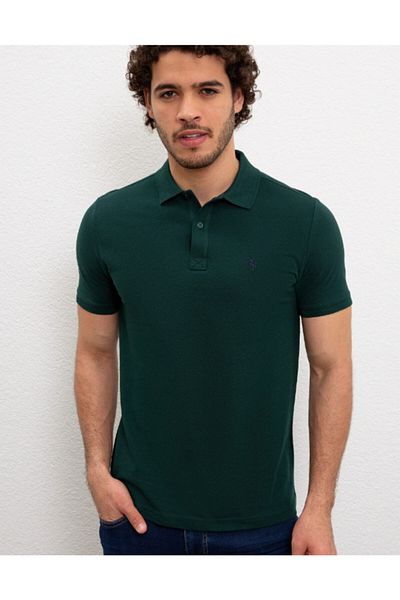 U.S. Polo Assn. Ανδρικό μπλουζάκι με πράσινο λαιμό πόλο