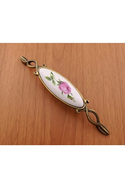 Azimkar Hırdavat Porselen Kulp Yeni Zarif Antik Sarı Gül 128 mm