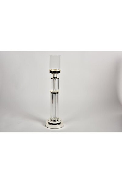 SETABIANCA Regına Mumluk Kristal Gövde Sılver Büyük 13x13x51 Cm