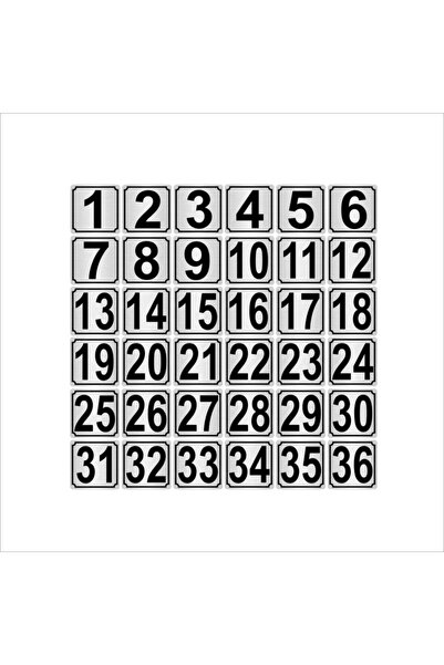 Özarslan Dizayn Cabinet Number 7cm X 7cm 36 Pieces Silver Color Metal