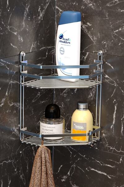 Teknotel İki Katlı Banyo Köşe Rafı Krom Es075h