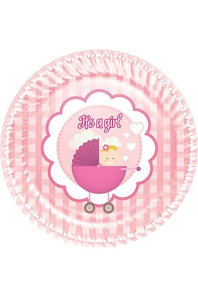 Zigzag "It's a Girl" Pack of 8 - 23 cm Home Plate Paper