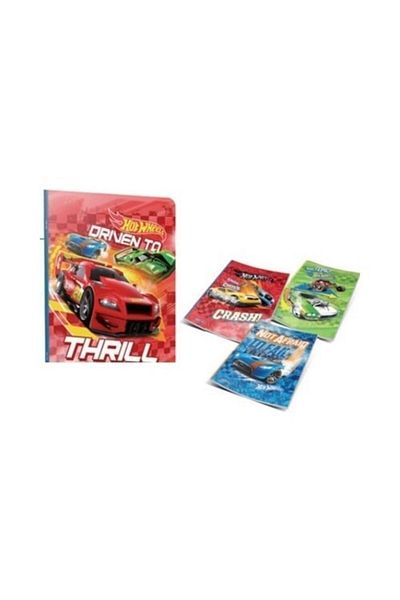 Gıpta Carnet de note cu copertă din carton cu sârmă A6 Hot Wheels 48 Yp. În dungi