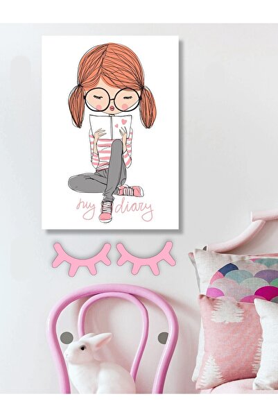 KanvasSepeti Kitap Okuyan Kız Çocuk Odaları Için Dekoratif Tablo 2 Adet Kirpi...