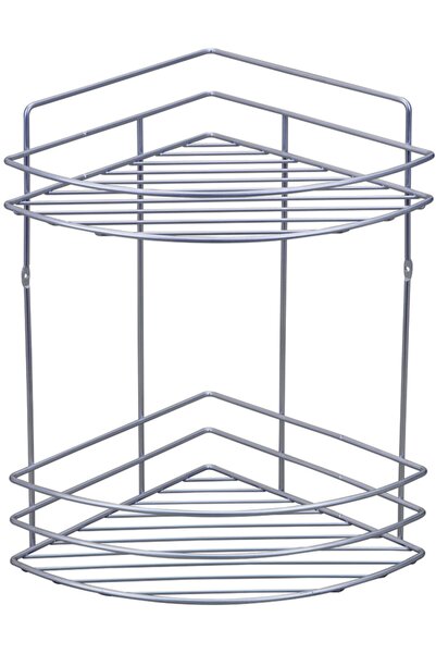Teknotel İki Katlı Banyo Duş Köşe Rafı Krom BK042
