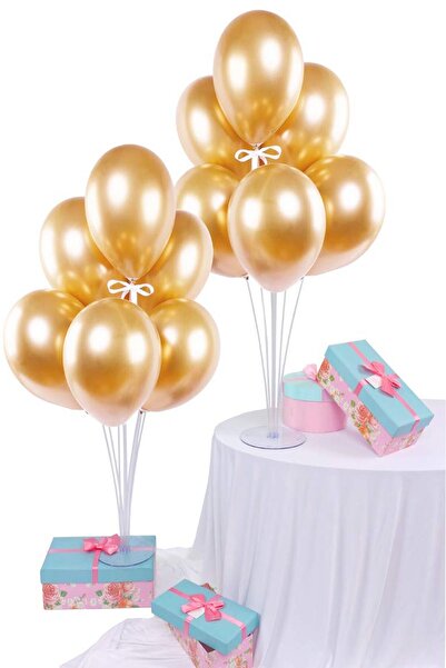 Partifabrik Hrom zlatne boje, set od 2 dela za držač balona